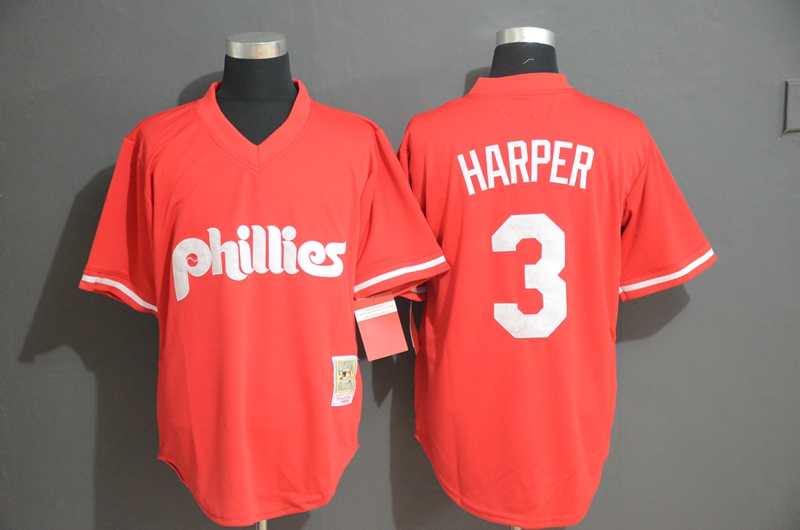 Phillies 3 Bryce Harper Red Throwback Jersey (2),We sell and wholesale Phillies 3 Bryce Harper Red Throwback Jersey (2) on line form chian!